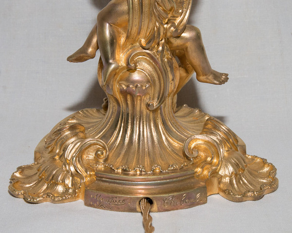 Lampe De Salon En Bronze Doré Maurice Thibault  Paris 