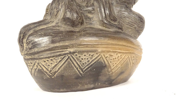 Erotic Pre-Columbian Vase Characters Culture Chimu Peru Terracotta Black