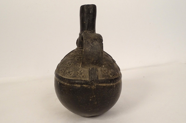 Präkolumbianische anthropomorphe Vase Chimu Man Peru Terrakotta Expo Nantes
