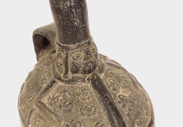 Präkolumbianische anthropomorphe Vase Chimu Man Peru Terrakotta Expo Nantes