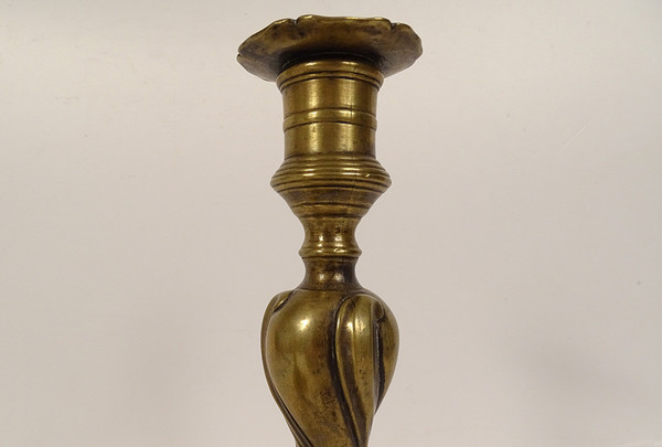 Coppia di Candelieri Stemma Luigi XV Stemma in Bronzo Flambeaux XVIII Secolo