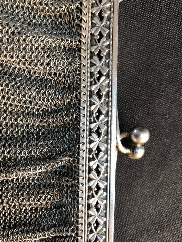 Aumoniere bag in solid silver late 19th century