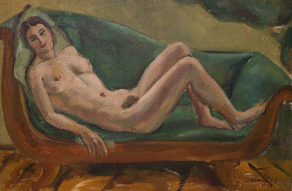  „Nackte Frau auf der Chaiselongue“ – Jules CAVAILLES datiert 1923
