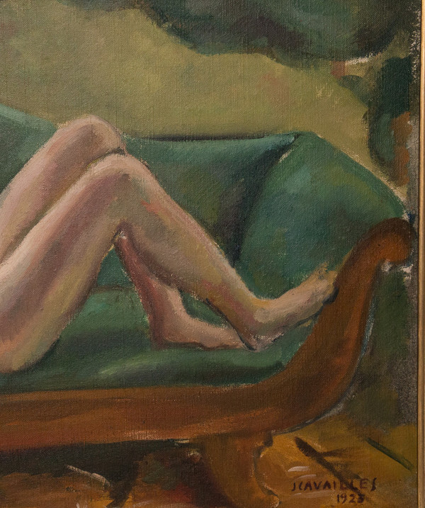   „Nackte Frau auf der Chaiselongue“ – Jules CAVAILLES datiert 1923