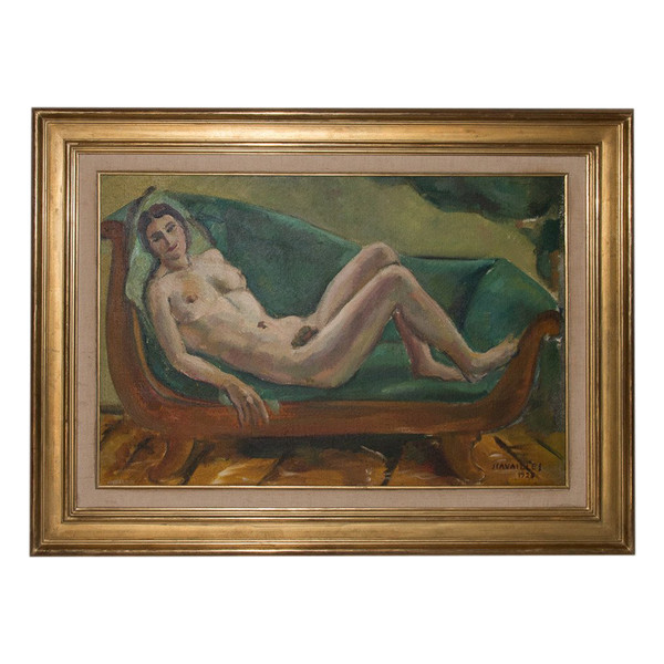   "Femme nue à la méridienne"- Jules CAVAILLES daté 1923