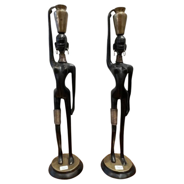 Pair of statuettes of water carriers, after Karl HAGENAUER, circa 1970