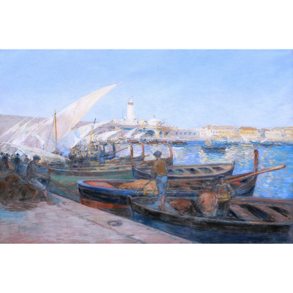 Henri Pierre PAILLARD, Animated view of the Port of Algiers