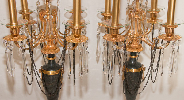  Coppia Di Candelabri Stile Direttorio, Periodo XIX Secolo