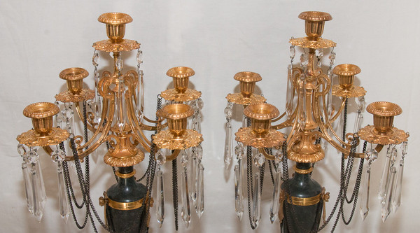  Coppia Di Candelabri Stile Direttorio, Periodo XIX Secolo