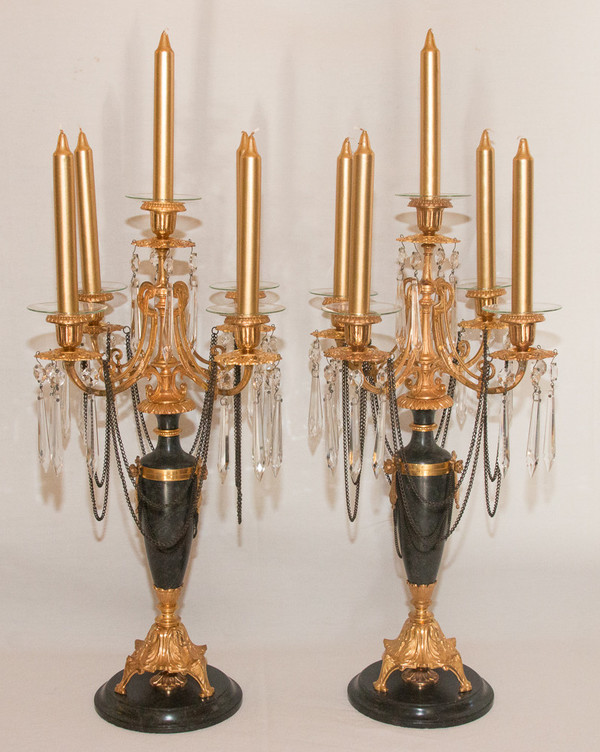  Coppia Di Candelabri Stile Direttorio, Periodo XIX Secolo
