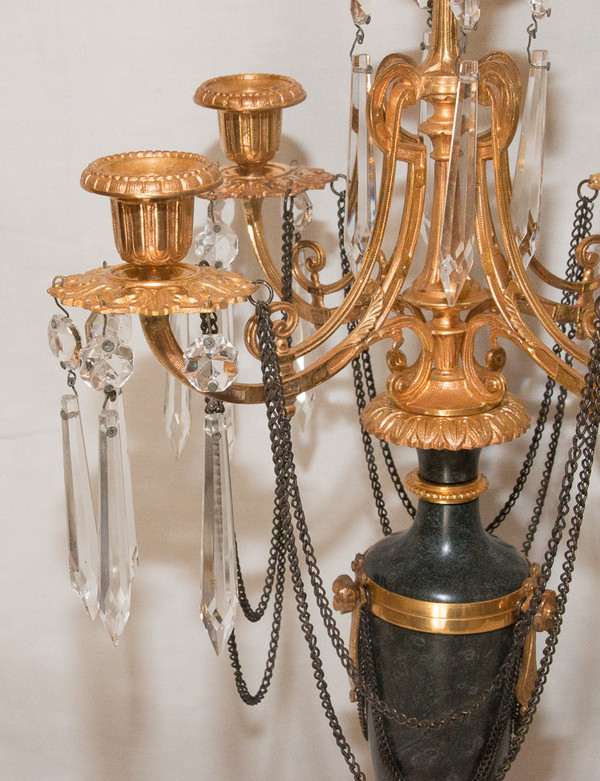 Coppia Di Candelabri Stile Direttorio, Periodo XIX Secolo