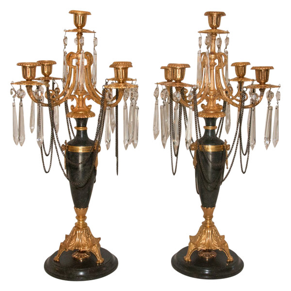  Pair Of Directoire Style Candelabra, 19th Century Period