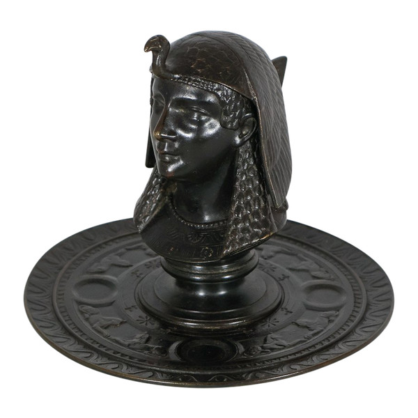 Egyptomania bronze inkwell late 19th century