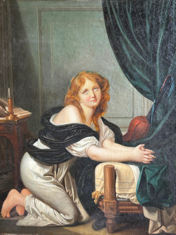 Ecole Française Du XIXe Siècle - d'Après Jean Baptiste Greuze - La Prière Du Matin