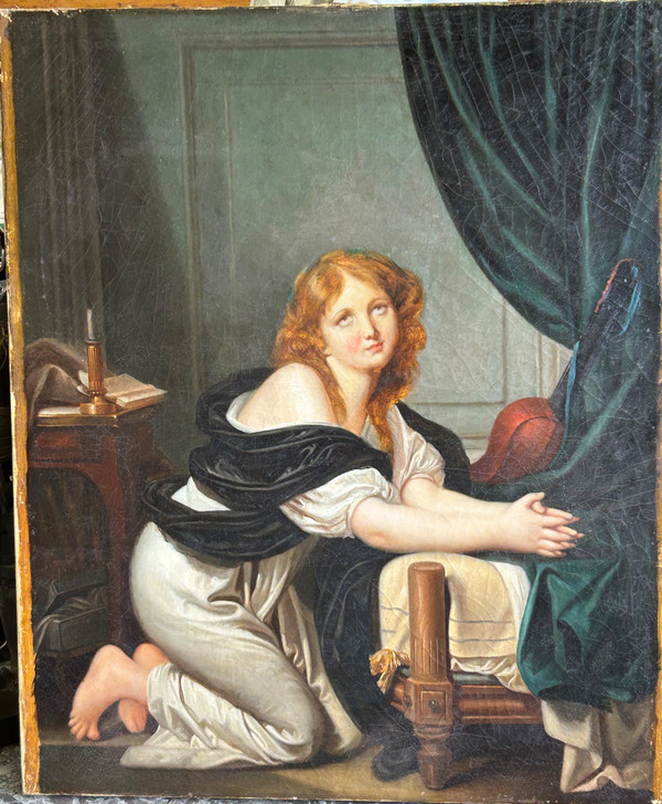 Ecole Française Du XIXe Siècle - d'Après Jean Baptiste Greuze - La Prière Du Matin