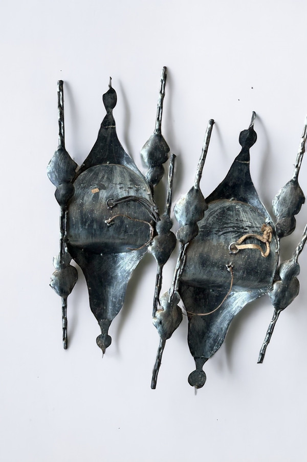 Tom Ahlstrom & Hans Ehrich - Pair Of Brutalist Sconces 1960s Metal And Glass