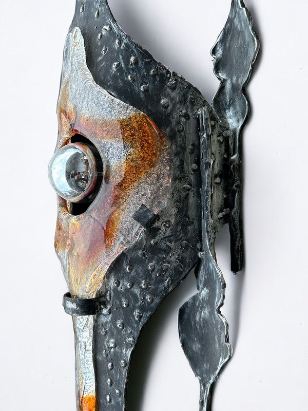 Tom Ahlstrom & Hans Ehrich - Pair Of Brutalist Sconces 1960s Metal And Glass