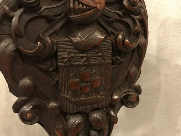 Soufflet de cheminée ancien en bois sculpté d'époque 19 ème 