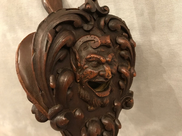 Soufflet de cheminée ancien en bois sculpté d'époque 19 ème 