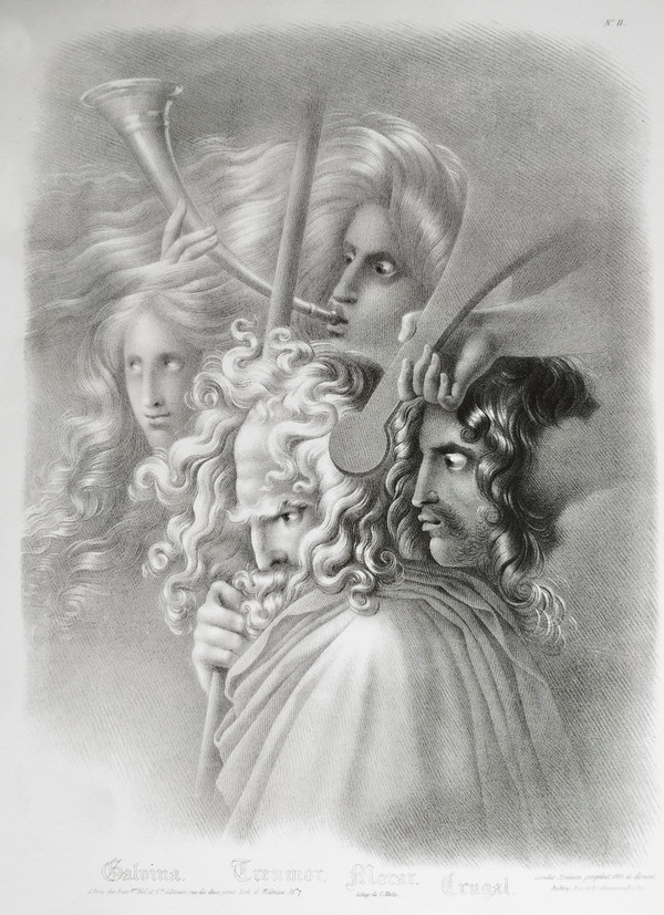 Mythology Lithograph After Girodet -trioson 19th C Old Print