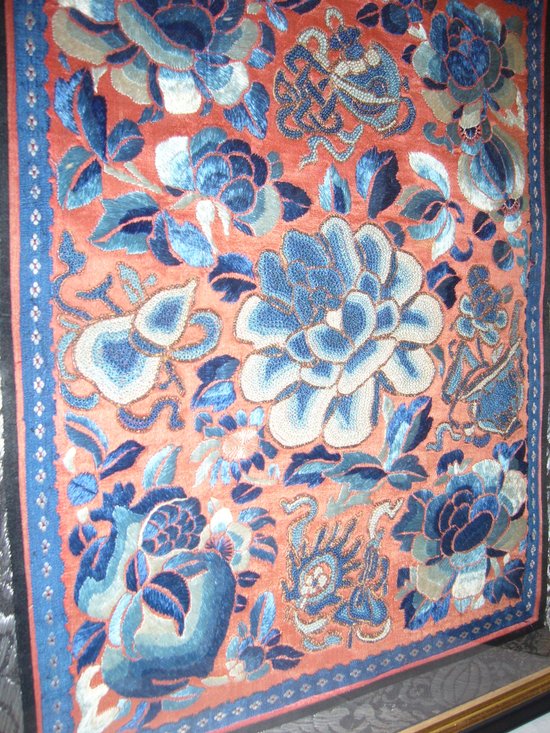 Gerahmte Stickerei, China um 1900