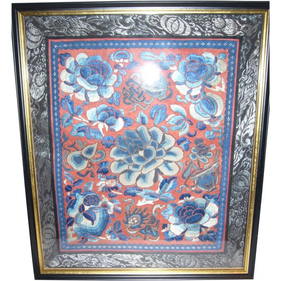 Framed embroidery, China circa 1900