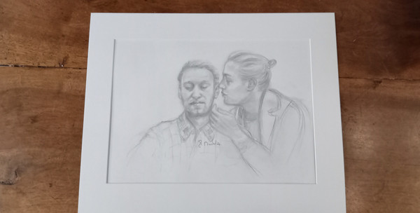 Portrait of Alexei Navalny and his wife Yulia Navalnaya