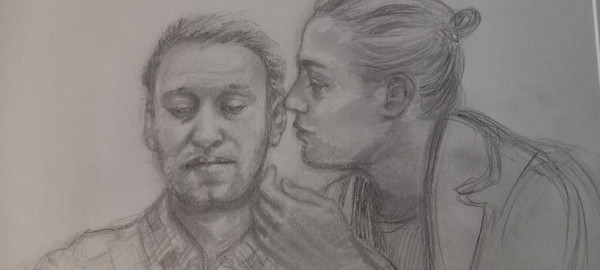 Portrait of Alexei Navalny and his wife Yulia Navalnaya