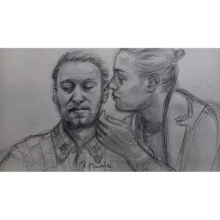 Portrait of Alexei Navalny and his wife Yulia Navalnaya