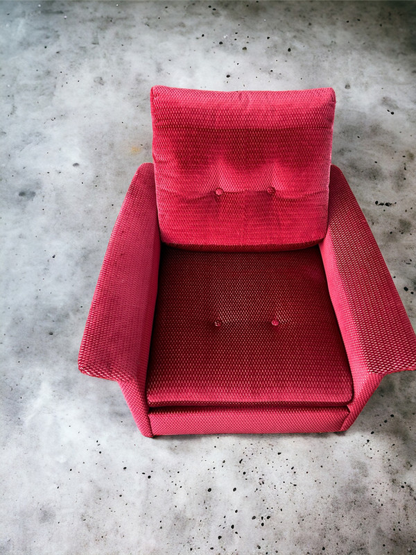 Pair Of Vintage Comfortable Armchairs In Fabrics Probably Italian From The 1950s-60s