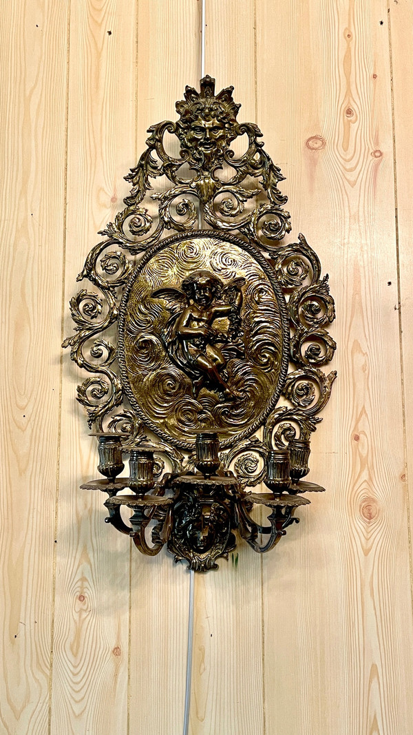 Pair of Louis XIV Style Candlestick Sconces, 19th Century