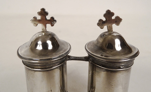 Paire Ampoules à Huile Sainte Argent Massif Fermiers Généraux XVIIIème