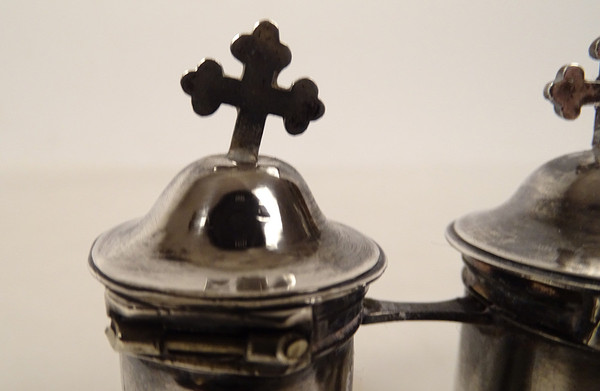 Paire Ampoules à Huile Sainte Argent Massif Fermiers Généraux XVIIIème