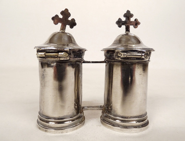 Paire Ampoules à Huile Sainte Argent Massif Fermiers Généraux XVIIIème