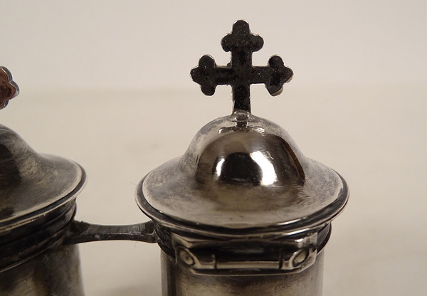 Paire Ampoules à Huile Sainte Argent Massif Fermiers Généraux XVIIIème
