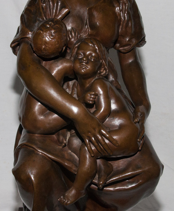 Bronzo "Maternità" firmato Paul Dubois 1829-1905