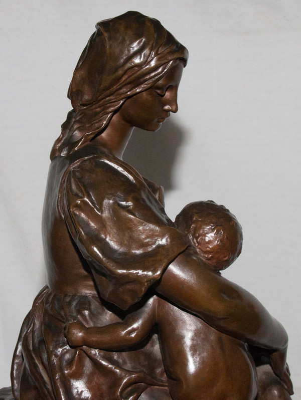 Bronzo "Maternità" firmato Paul Dubois 1829-1905