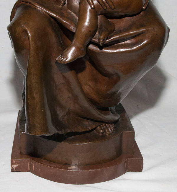 Bronzo "Maternità" firmato Paul Dubois 1829-1905