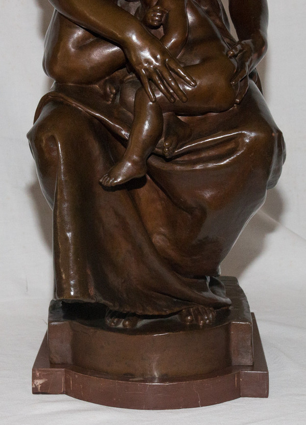 Bronzo "Maternità" firmato Paul Dubois 1829-1905