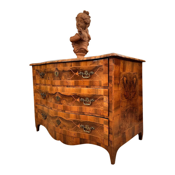 Thomas Hache, Curved Commode In Regency Marquetry Circa 1720