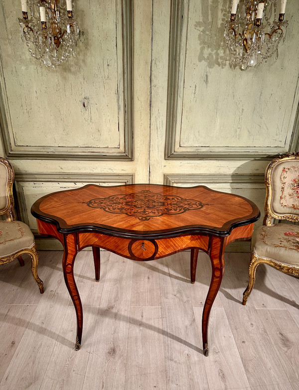 Small Desk In Marquetry From Napoleon III Period Circa 1870