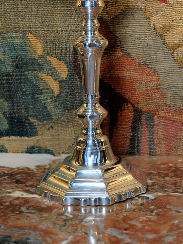 Pair of 18th century end tables in silver metal