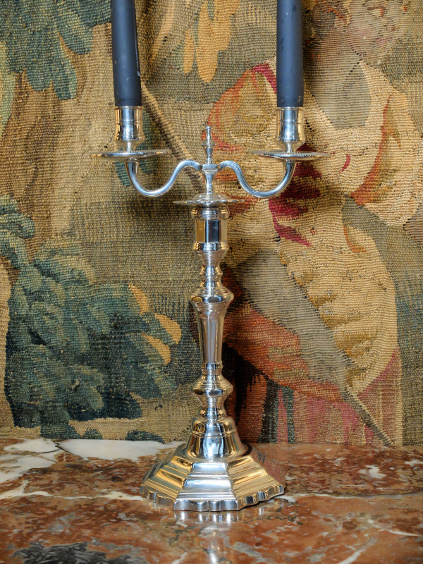 Pair of 18th century end tables in silver metal