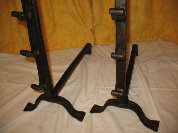 Pair of 18th century wrought iron andirons Origin Périgord
