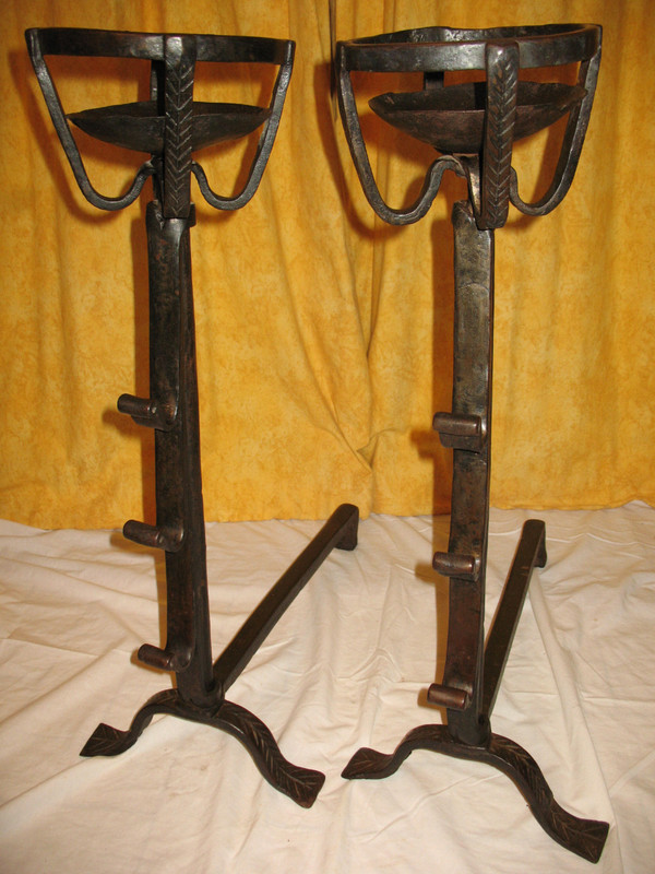 Pair of 18th century wrought iron andirons Origin Périgord