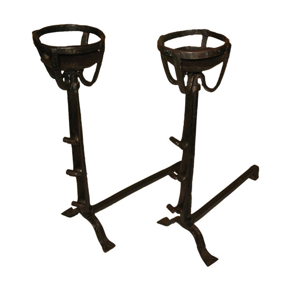 Pair of 18th century wrought iron andirons Origin Périgord