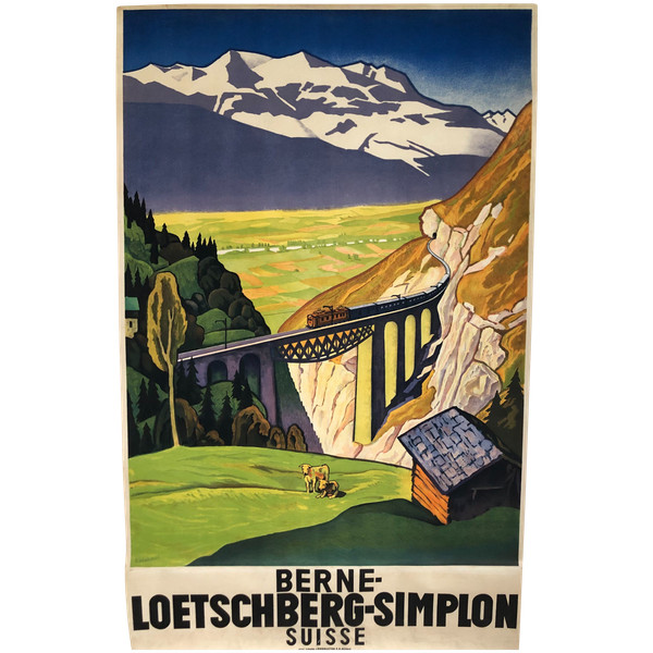 Affiche Berne Loetschberg Simplon Suisse 1931 par Eugen Henziross