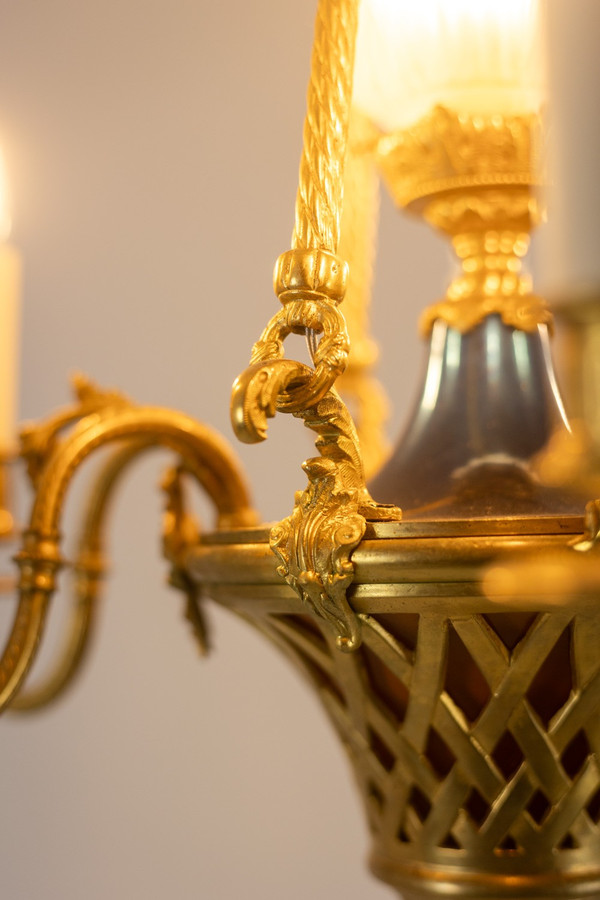 Louis XVI style ormolu chandelier. Circa 1900.