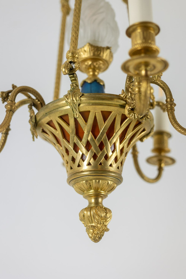 Louis XVI style ormolu chandelier. Circa 1900.