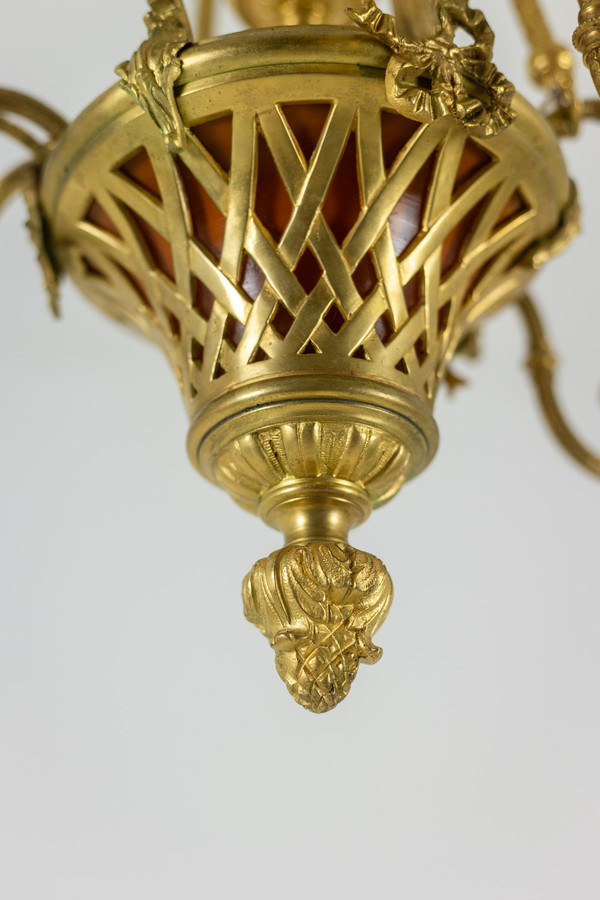 Louis XVI style ormolu chandelier. Circa 1900.